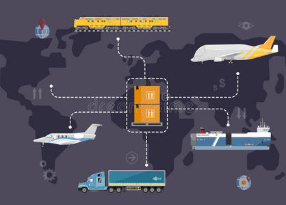 平面设计中的全球物流网络概念