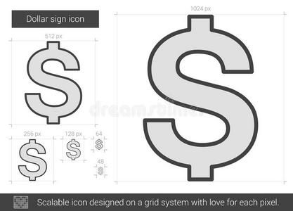 美元标志线图标。