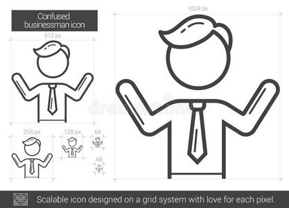困惑的商人线图标。