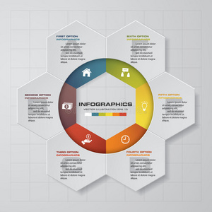 摘要6个步骤infographis元素.矢量插图。