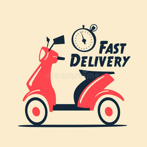 餐饮餐车设计快速免费送货. 矢量卡通插图.照片