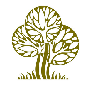 艺术矢量图形插图的树,季节概念,可以照片