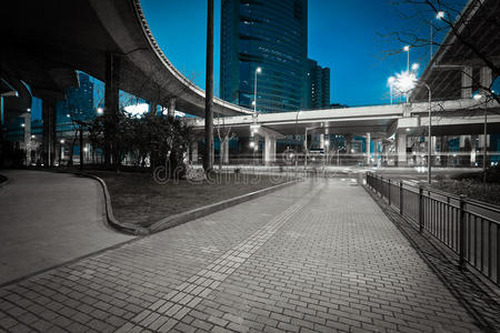 城市道路立交桥高架桥夜景