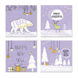 祝贺 邀请 卡片 可爱的 字体 凌乱 插图 圣诞节 明信片