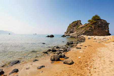克基拉 海湾 地中海 海滩 岩石 海岸线 场景 目的地 海岸