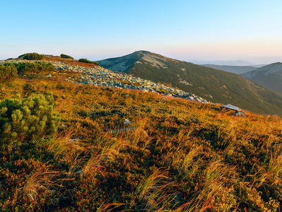 季节 山坡 喀尔巴阡山 风景 日出 天空 滑动 夏天 黎明