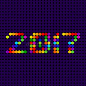 2017年主导排版设计，虚线数字矢量插图