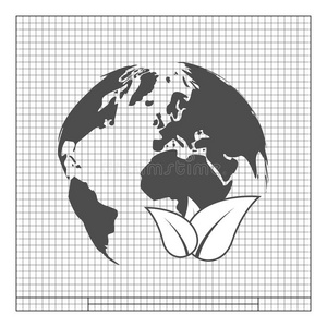 平面剪纸风格的生态星球图标
