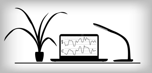 家具 欧元 美元 因特网 在室内 键盘 工作 插图 图表