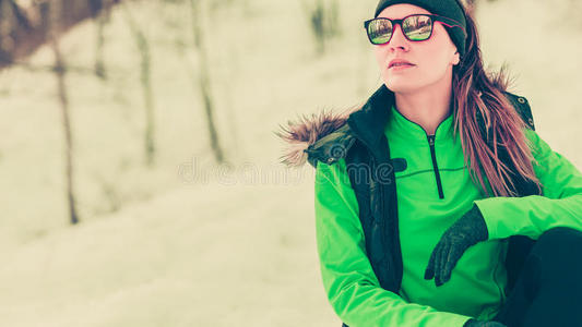 耐力 运行 女孩 冬天 过滤 锻炼 适合 训练 温暖的 乐趣