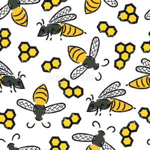 颜色 飞行 程式化 墙纸 涂鸦 蜂巢 纹理 蜜蜂 蜂蜜 要素