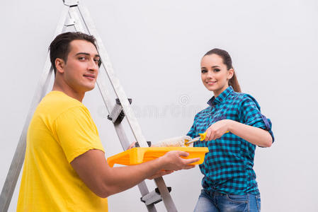 丈夫 改进 女朋友 夫妇 幸福 梯子 颜色 公寓 建设 男人