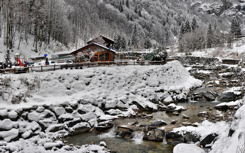 阿尔卑斯山的冬季景观