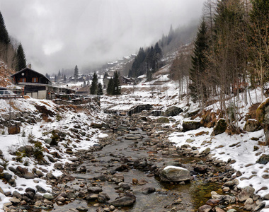阿尔卑斯山的冬季景观