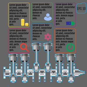 计算机 技工 轴承 发动机 信息图表 燃烧 曲轴 金属的