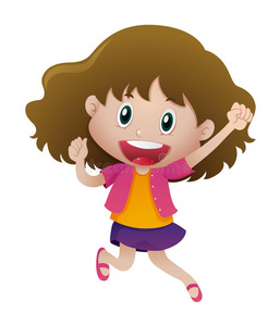 快乐地跳起来的女孩图片