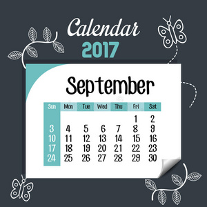 日历2017年9月模板图标