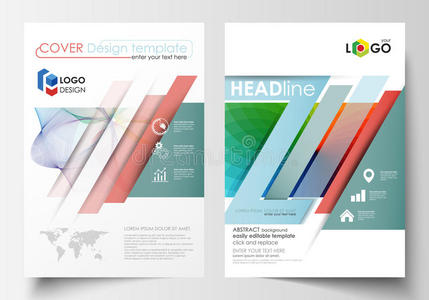 小册子杂志传单年度报告的业务模板。 封面模板，易于编辑的矢量，平面布局在A4