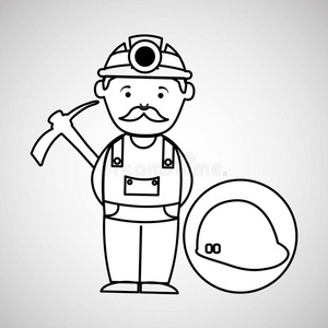 劳动 帽子 建设 手电筒 工作 挖掘 男人 挖掘机 安全帽