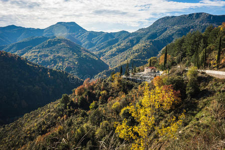 风景 树叶 落下 乡村 伯罗奔尼撒 场景 建筑 颜色 峡谷