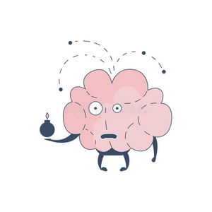 大脑爆炸的漫画人物代表智力和智力活动的人类心灵卡通平面矢量照片