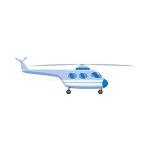 蓝色直升机图标，卡通风格