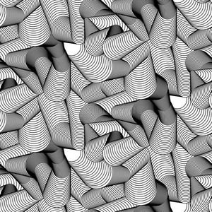 不规则云纹抽象矢量无缝云纹图案与挥动圆线. 单色图形黑白装饰.照片