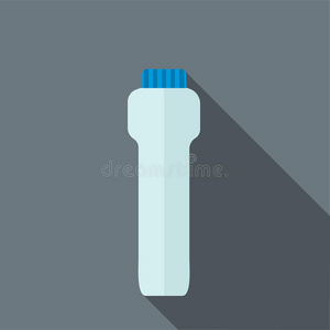 蓝色运动塑料水瓶图标，扁平风格
