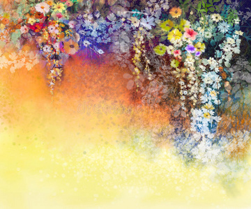 抽象花卉水彩画
