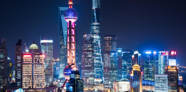 中国人 中心 美丽的 城市 瓷器 照亮 地标 高层建筑 市中心