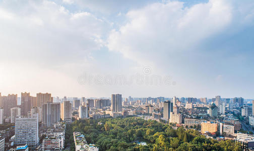 黄昏 市中心 高的 大都会 首都 城市 场景 瓷器 中心