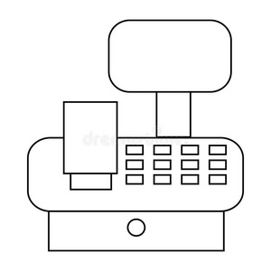 收银机在商店图标，轮廓风格