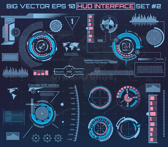 抽象未来，概念向量未来派蓝色虚拟图形触摸用户界面HUD。 用于网站，网站，移动