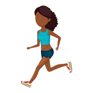 健身 女人 卡通 锻炼 跑步 跑步者 插图 娱乐 奥运会
