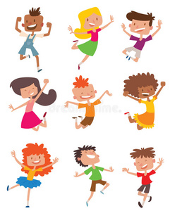 教育 女孩 活动 童年 体育课 儿童 小孩 插图 友谊 白种人