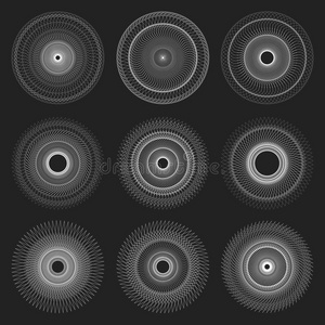 抽象 几何学 要素 离心机 圆圈 周期 单色 插图 相交