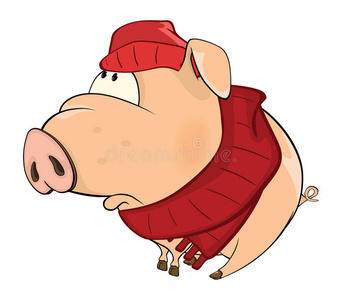 化身 性格 宠物 动物 玩具 小猪 冬天 绘画 粉红色 野猪