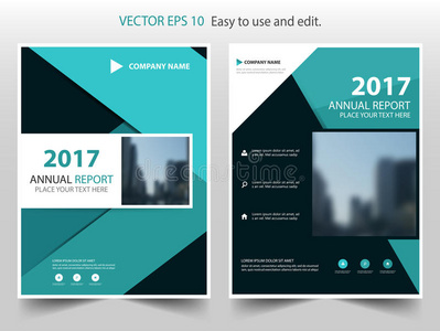 绿色黑色抽象三角形年报小册子设计模板向量。 商业传单信息杂志海报