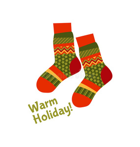 圣诞条纹袜子拼贴风格。