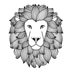 黑白狮子图片-黑白狮子素材-黑白狮子插画-摄图新视界