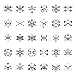 圣诞节 鳞片 雪花 偶像 冬天 轮廓 概述 剪贴画 收集
