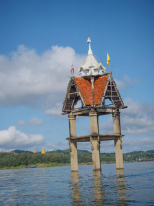 古庙，瓦王wiwaykarum或wiwaykaram，在泰国看不见，sangklaburiKanchanaburi，Kancha