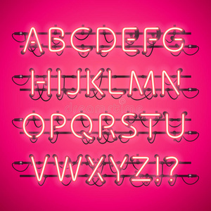 发光的霓虹灯粉红色字母