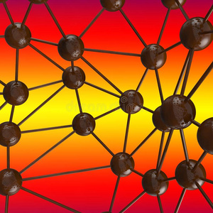 棕色巧克力分子几何混沌抽象结构。 科技网络连接高科技背景3D