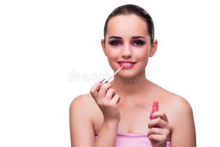 女士 迷人的 化妆品 嘴唇 五颜六色 应用 滑雪 粉红色