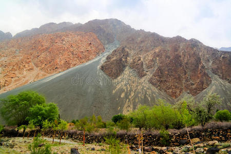 全景图 峡谷 自然 村庄 山谷 风景 吉尔吉特 旅行 喀喇昆仑