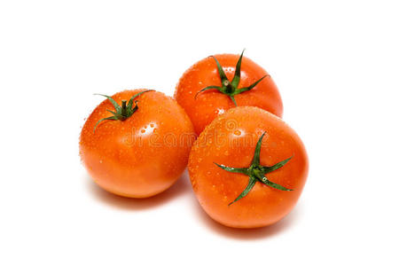 新鲜成熟番茄在白色背景上分离