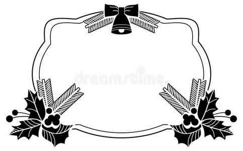 黑白框架与冬青浆果的轮廓。 复制空间
