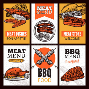 插图 横幅 烹饪 牛肉 食物 卡片 烧烤 课程 广告 要素