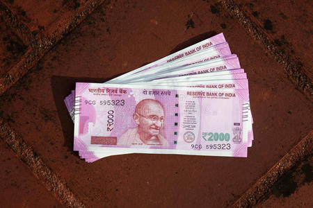 关闭印度2000卢比纸币照片